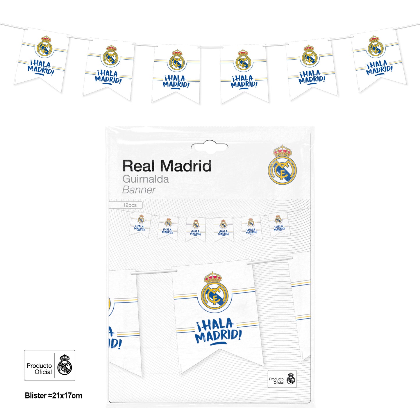 REAL MADRID GUIRNALDA BANDERIN ESCUDO HALA MADRID 12pcs