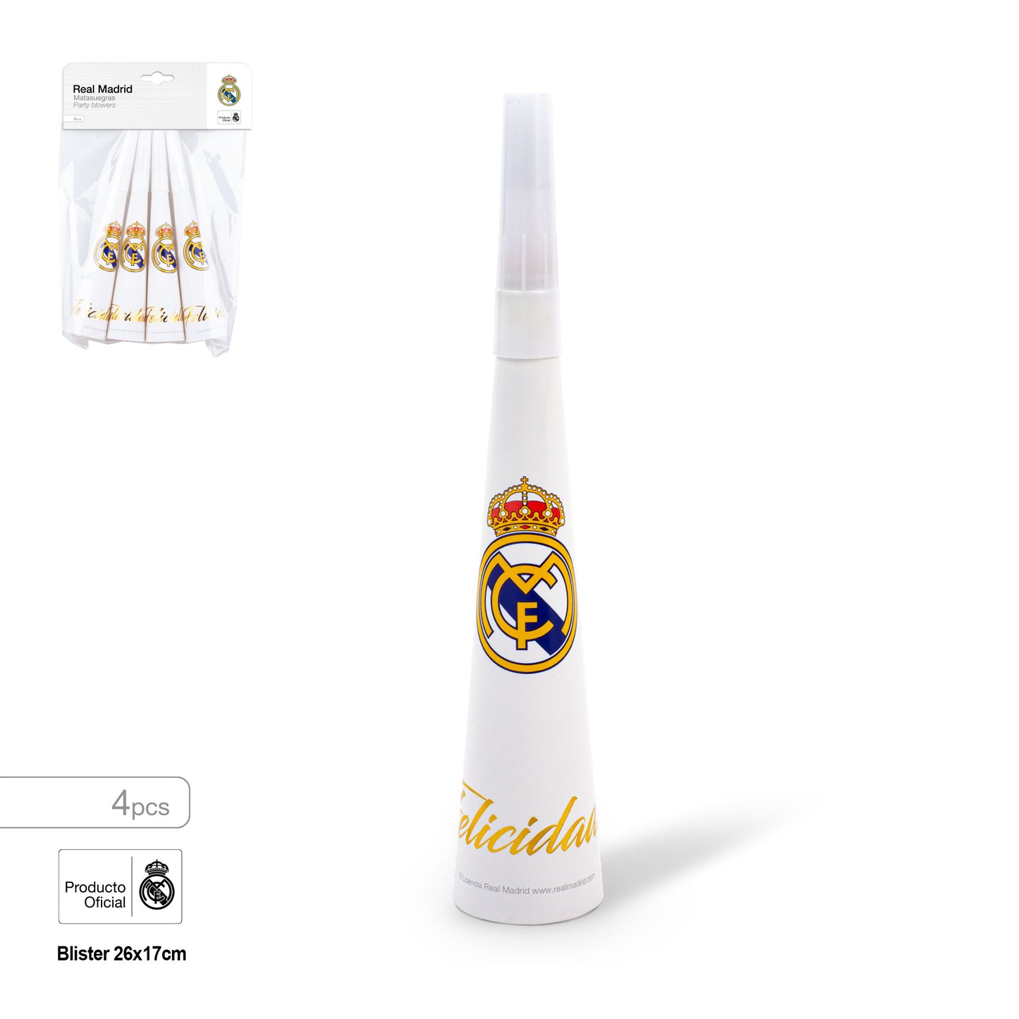 REAL MADRID MATASUEGRAS CORNETA FELICIDADES ESCUDO 4pcs