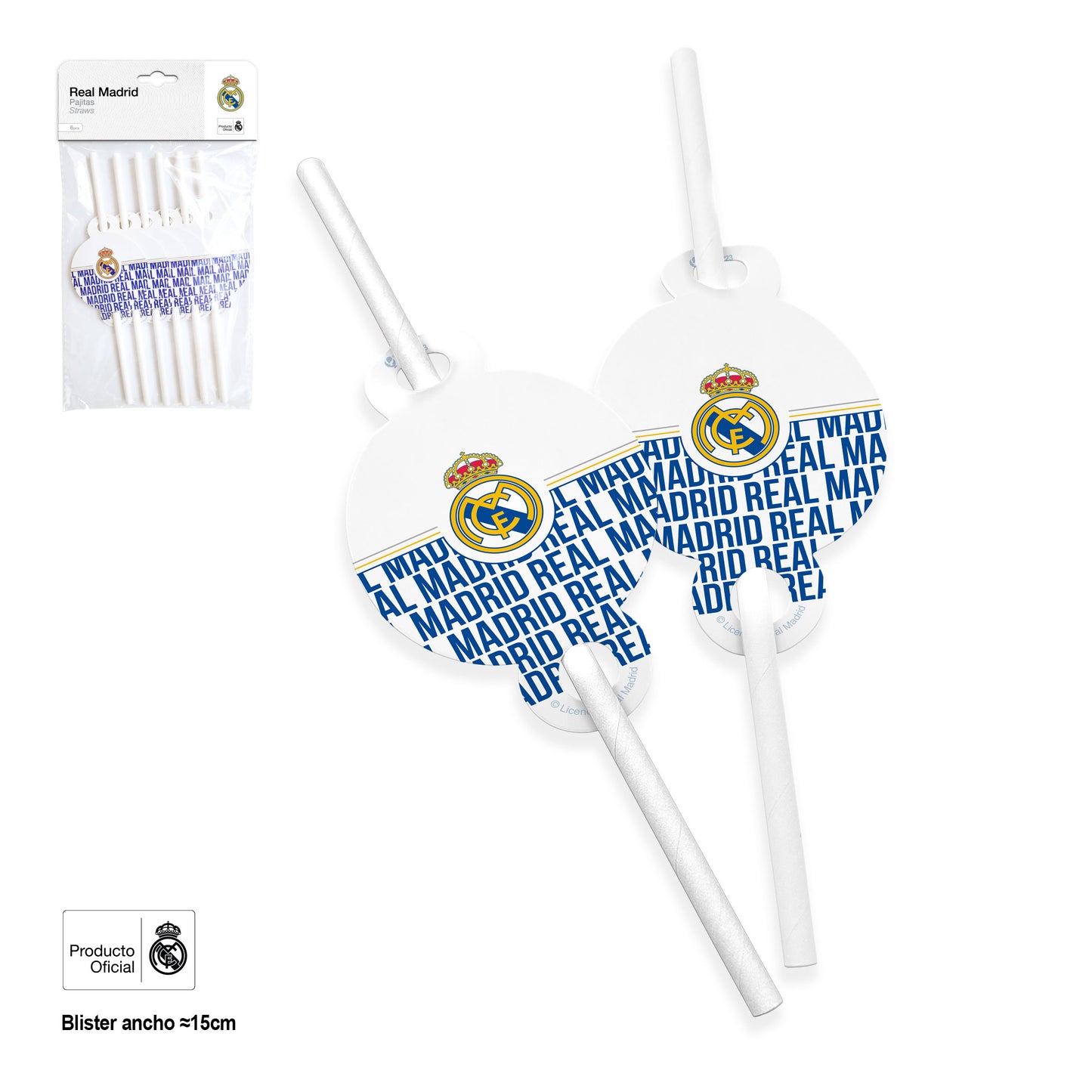 REAL MADRID PAJITAS AZULES ESCUDO Y PATRON LETRAS 4pcs