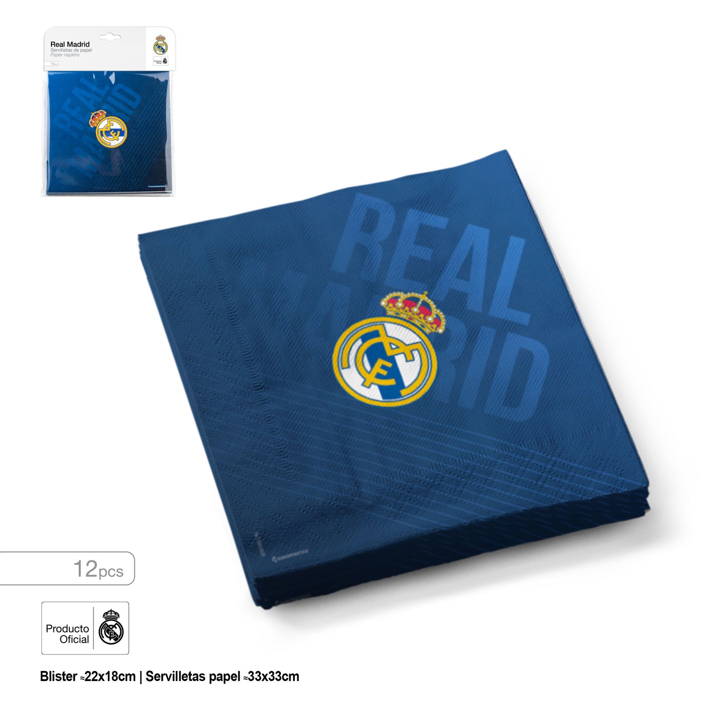 REAL MADRID SERVILLETAAZUL MARINO ESCUDO 12pcs