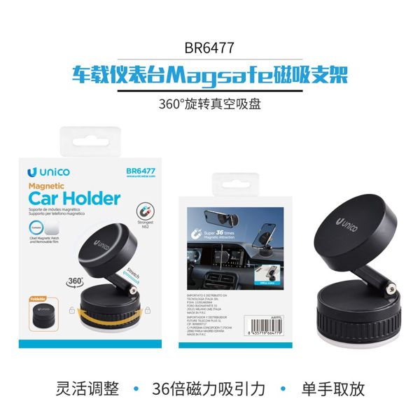SOPORTE DE MÓVILES PARA COCHE MAGNÉTICO GIRATORIO 360 CON VENTOSA SUCCIÓN FUERTE