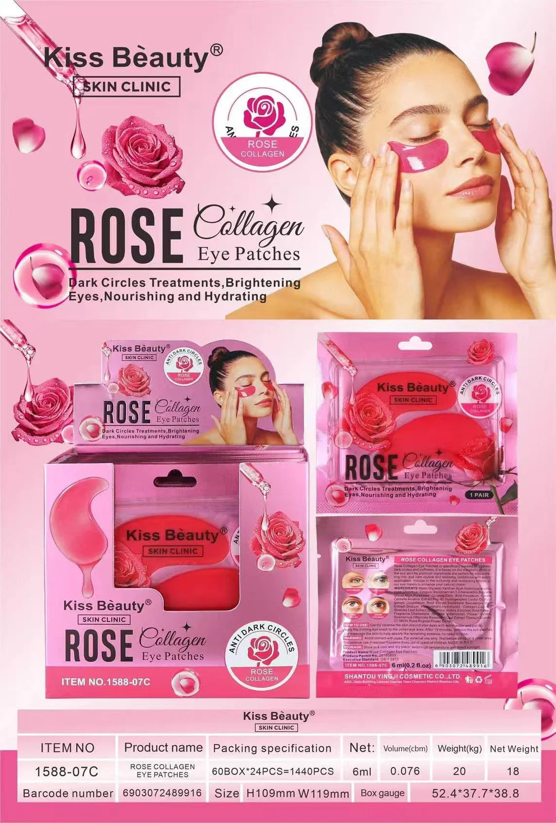 Parche para los ojos rosa colageno Antiojeras