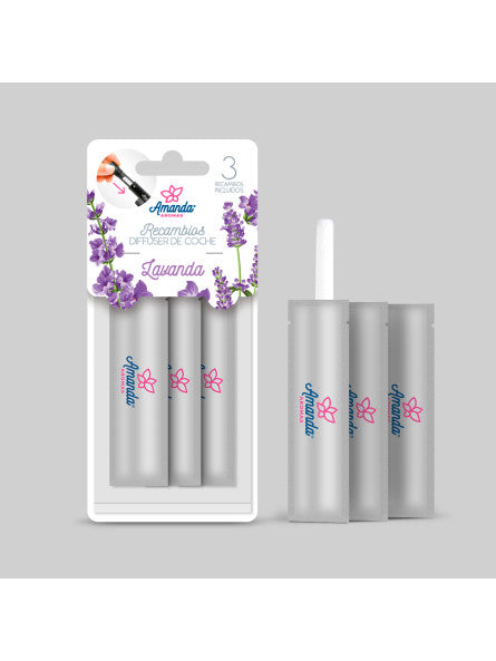 PACK 3 RECAMBIOS DIFUSOR ESENCIA COCHE LAVANDA