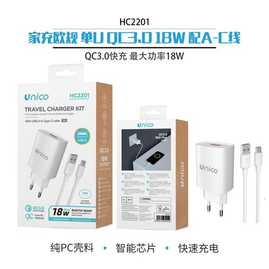 CARGADOR USB CON CABLE TYPE-C 18W