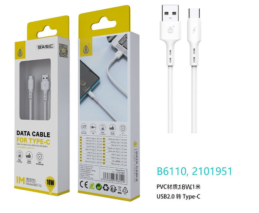 CABLE USB-TYPEC 1M 18W