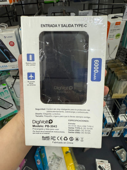 POWERBANK / CARGADOR PORTÁTIL 6000MAH 3A CARGA RÁPIDA