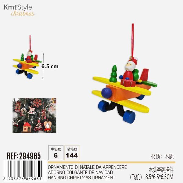 ADORNO COLGANTE DE NAVIDAD AVIÓN DE MADERA
