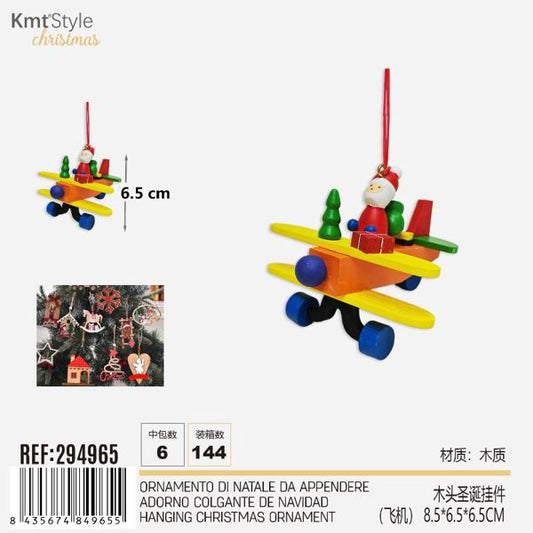 ADORNO COLGANTE DE NAVIDAD AVIÓN DE MADERA