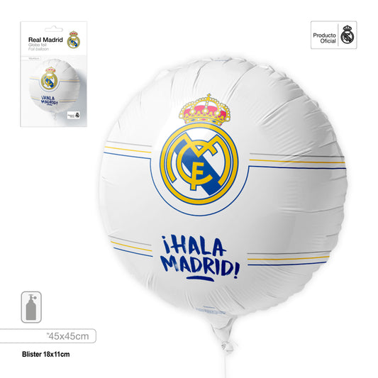 REAL MADRID GLOBO FOIL REDONDO ESCUDO HALA MADRID 45cm