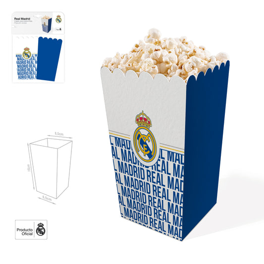 REAL MADRID CAJA PARA PALOMITAS ESCUDO Y PATRON LETRAS 3pcs