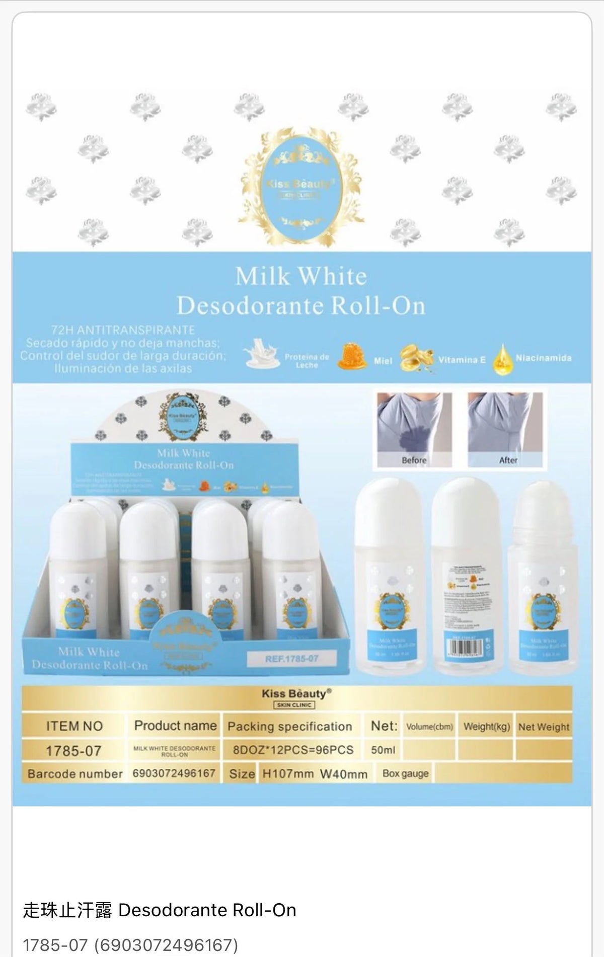 Desodorante Roll On Milk White