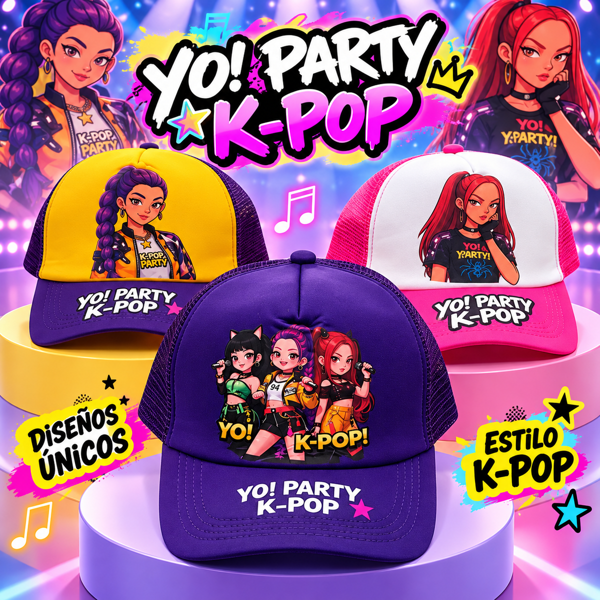 Gorra K-pop Yo! Party Estilo Único con Diseños Exclusivos para Fans de K-pop