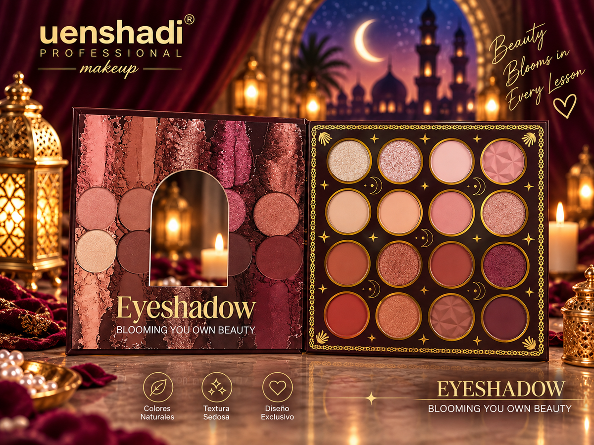 Pack 7 Páginas Uenshadi Maquillaje Profesional Gato Egipcio Colores Naturales Textura Sedosa para una Aplicación Suave y Uniforme