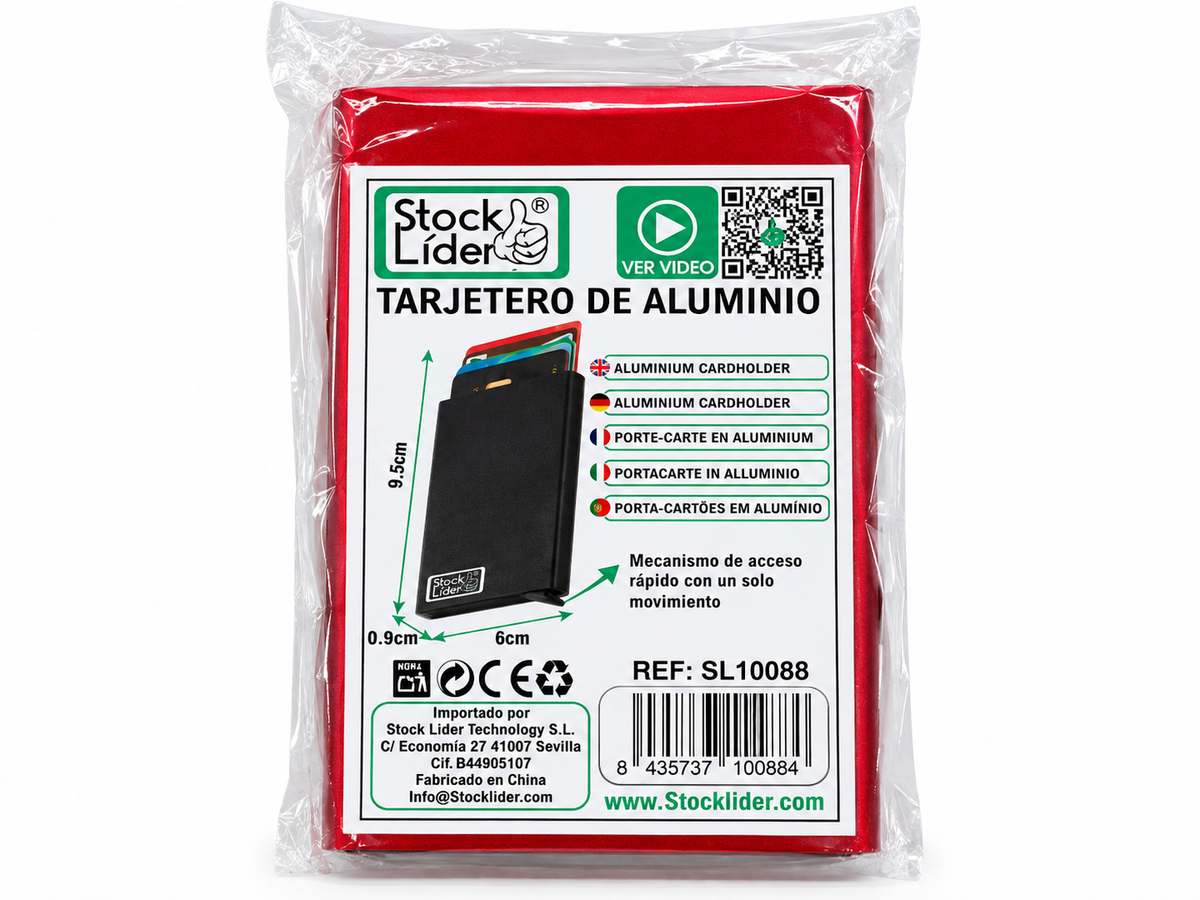Tarjetero de Aluminio Porta Tarjetas en Aluminio con Mecanismo de Acceso Rápido