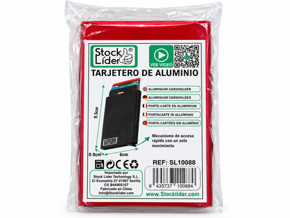 Tarjetero de Aluminio Porta Tarjetas en Aluminio con Mecanismo de Acceso Rápido