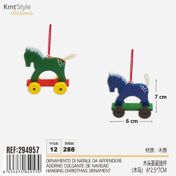 ADORNO COLGANTE DE NAVIDAD CABALLITO DE MADERA