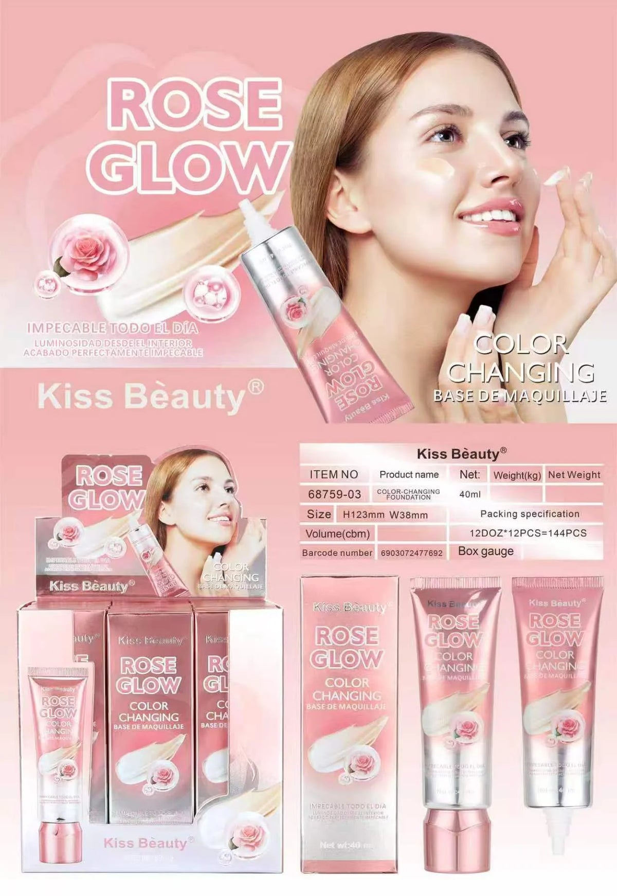 Base de Maquillaje PH Color Changing Rose glow