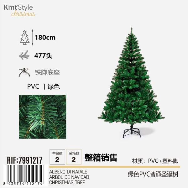 ÁRBOL DE NAVIDAD VERDE PVC 180CM