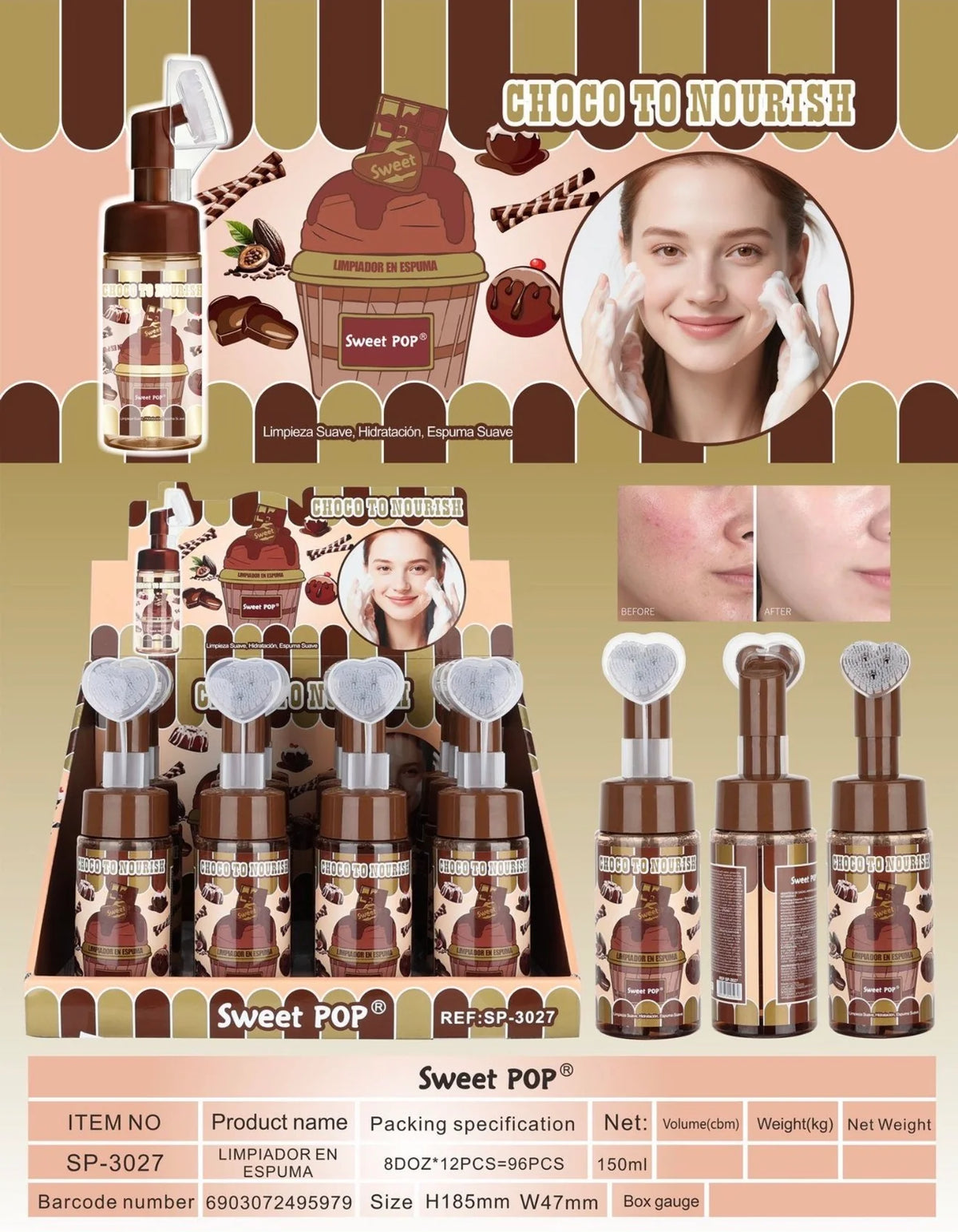 Limpiador Facial Choco To Nourish con Masajeador