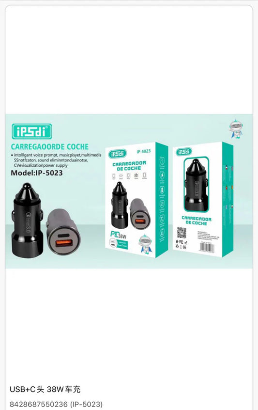 Cargador de coche USB + C