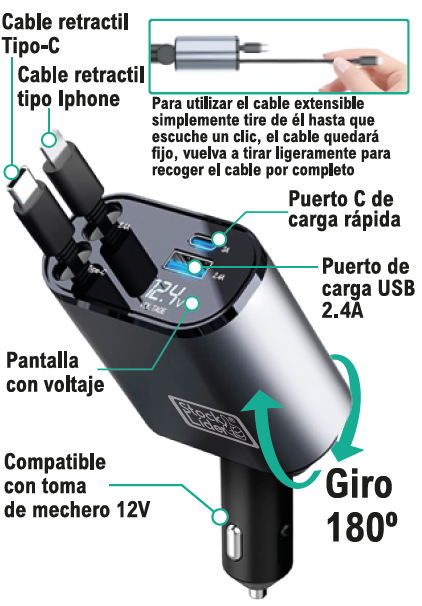 Cargador para coche Ultrarapida
