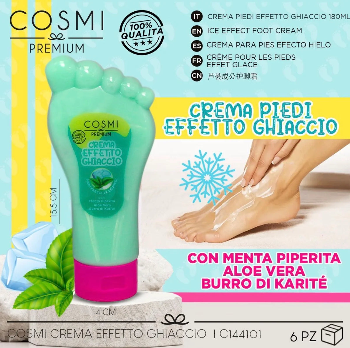 Crema para Pies con Menta, Aloe Vera y Karité