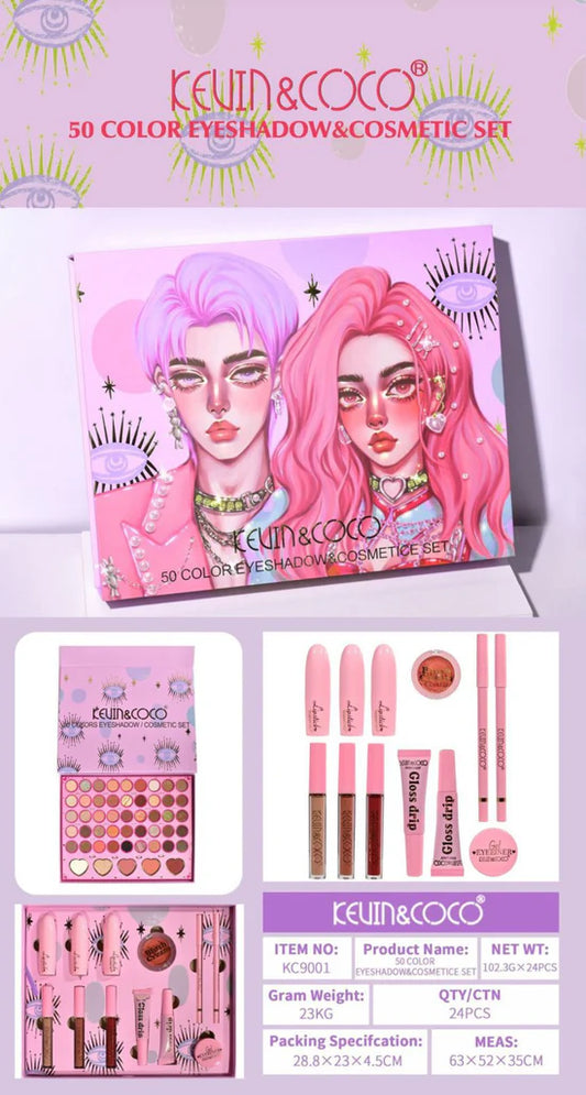 SET DE MAQUILLAJE 50 COLORES Y ACCESORIO DE MAQUILLAJE