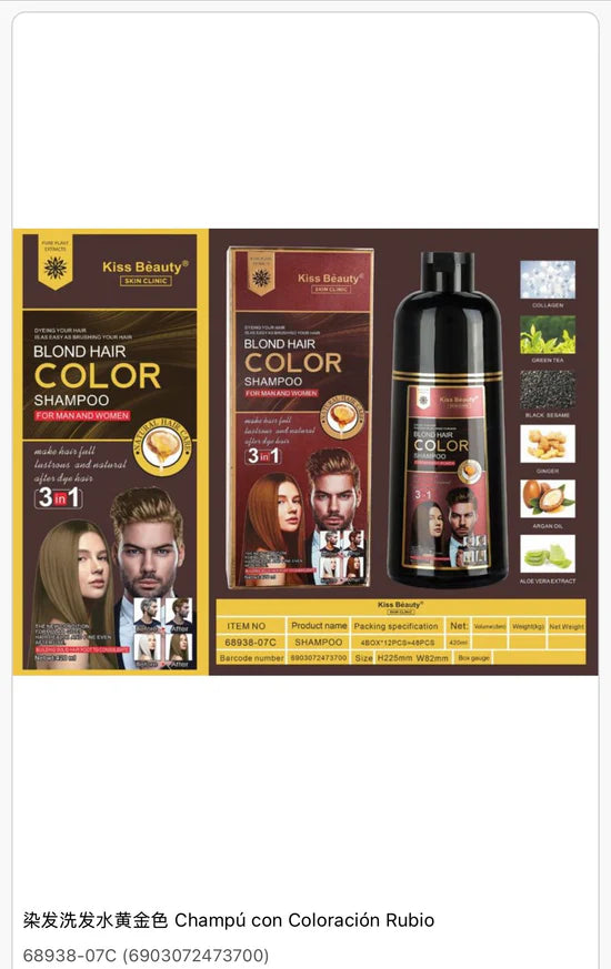 CHAMPÚ TINTE DE PELO 420ML KISS BEAUTY