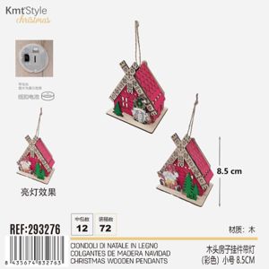 ADORNO COLGANTE DE NAVIDAD CASA DE MADERA CON LUZ