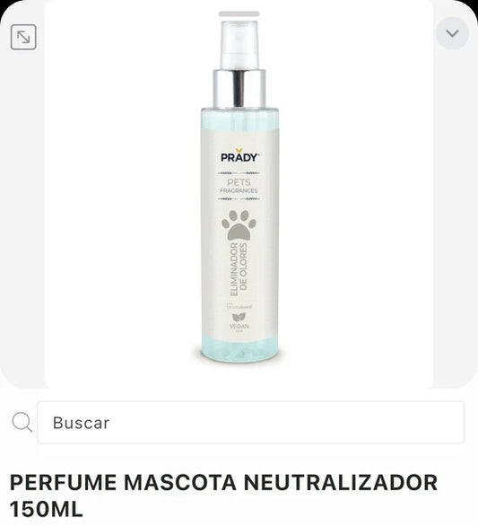 PERFUME PARA MASCOTAS ELIMINADOR DE OLORES 150ML