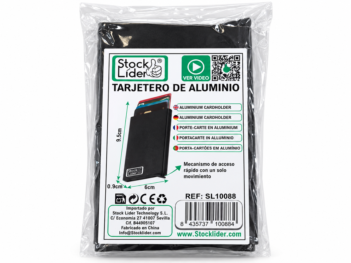 Tarjetero de Aluminio Porta Tarjetas en Aluminio con Mecanismo de Acceso Rápido