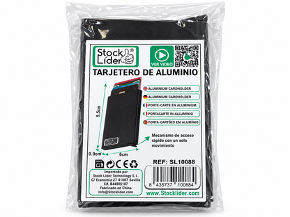 Tarjetero de Aluminio Porta Tarjetas en Aluminio con Mecanismo de Acceso Rápido