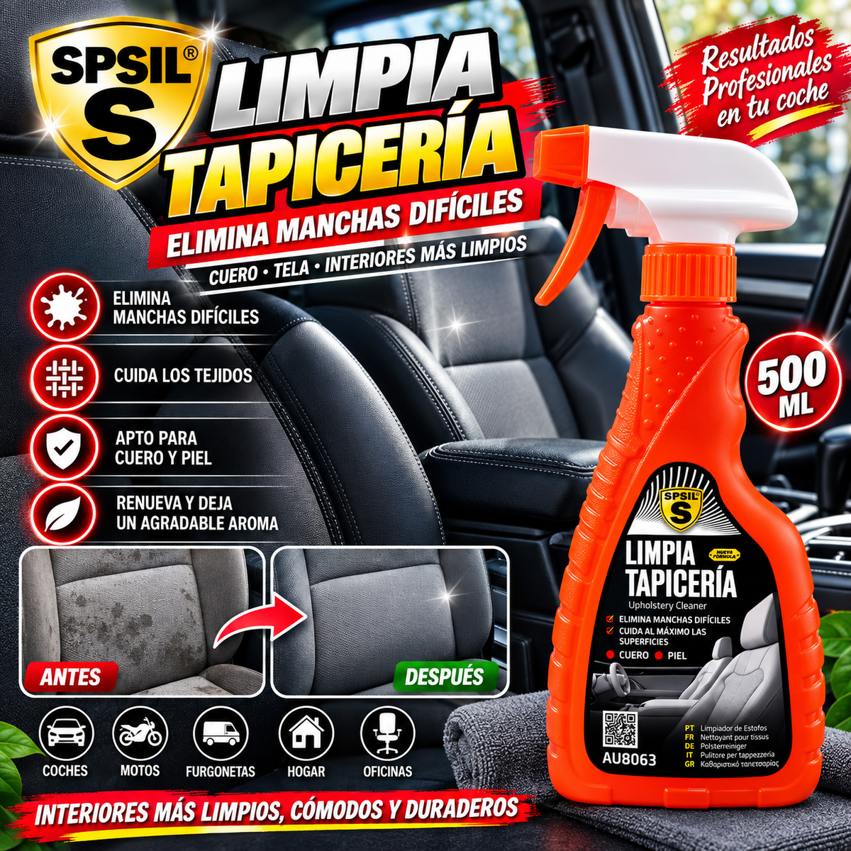 SPSIL Limpia Tapicería/ Limpiador Cuero y Piel