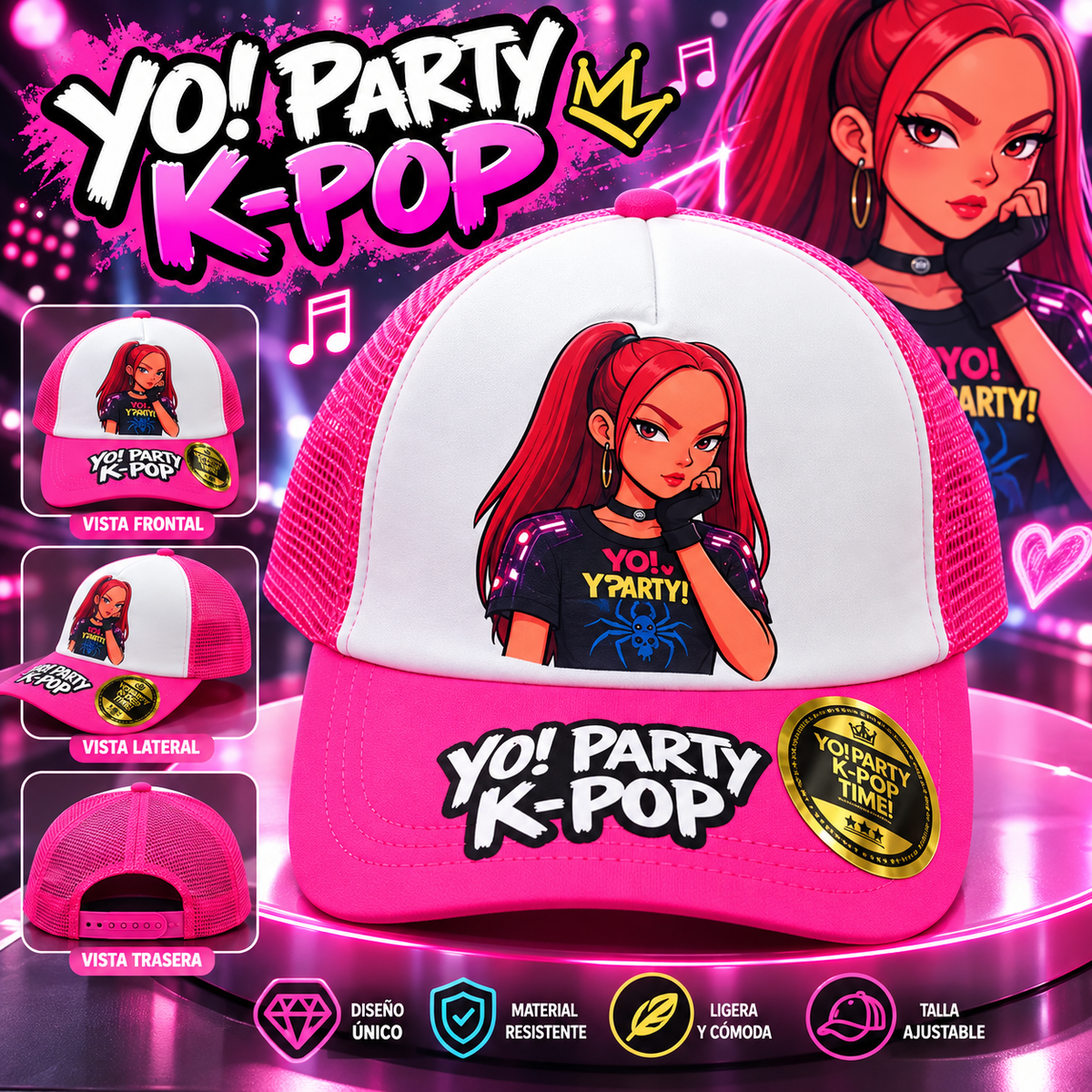 Gorra K-pop Yo! Party Estilo Único con Diseños Exclusivos para Fans de K-pop