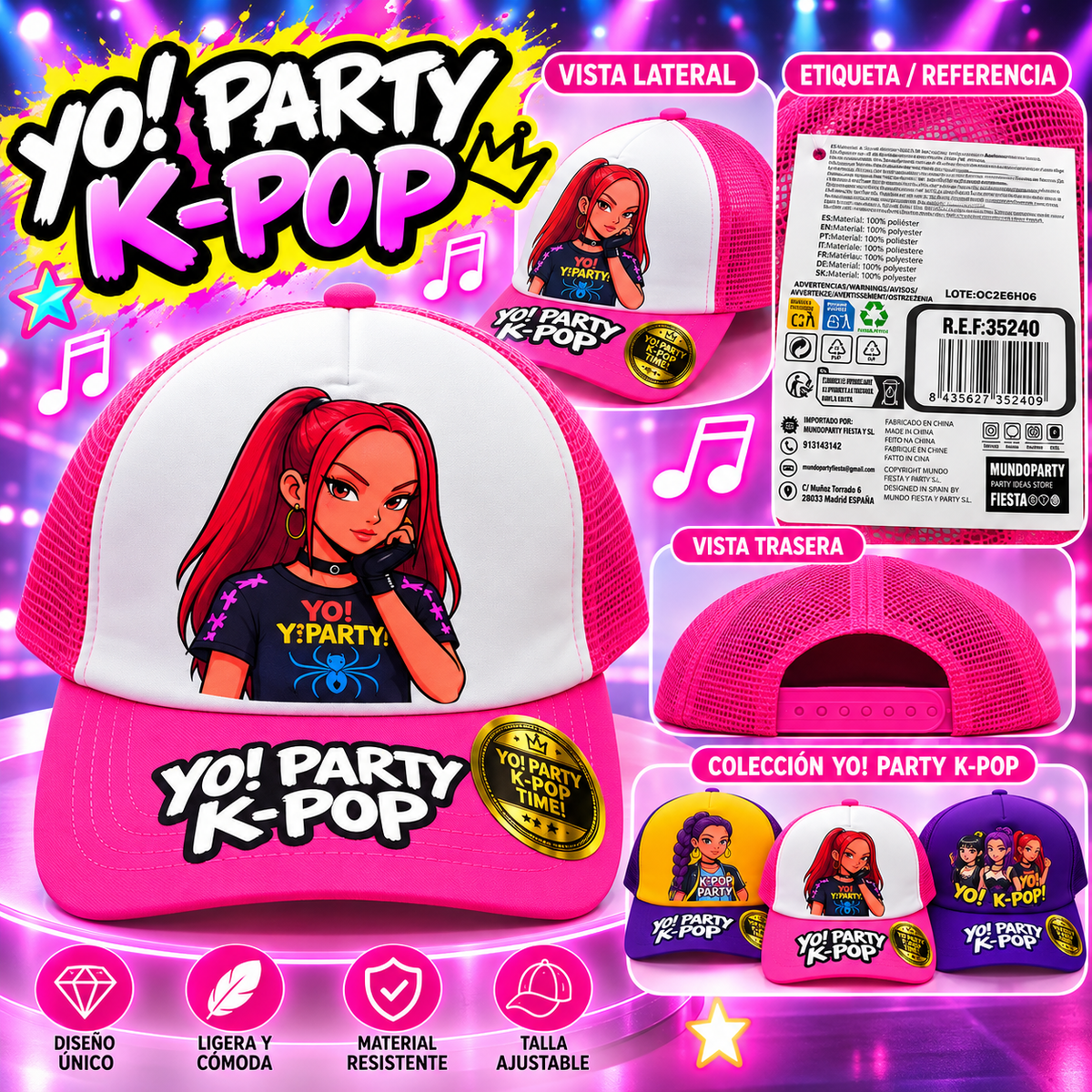 Gorra K-pop Yo! Party Estilo Único con Diseños Exclusivos para Fans de K-pop