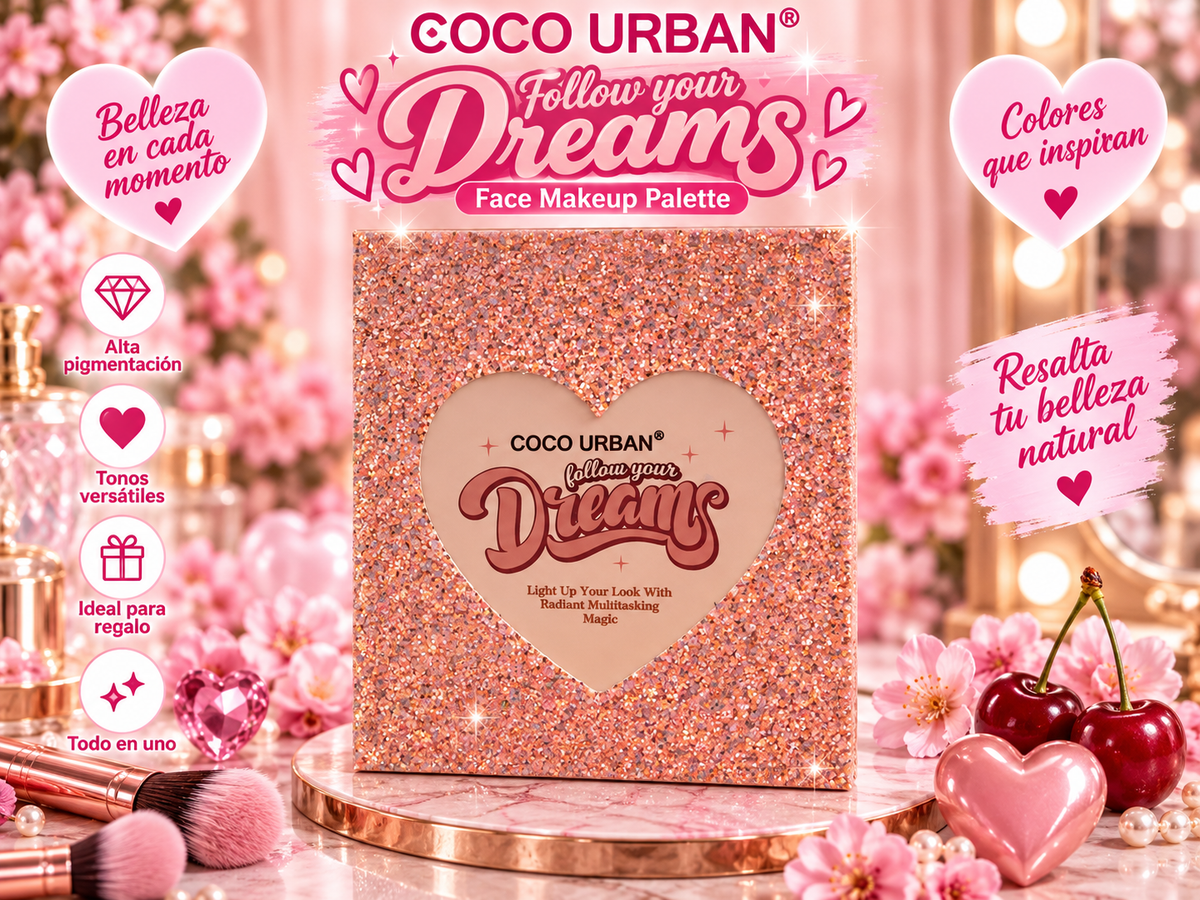 Pack Maquillaje 5 Páginas Coco Urban Retro Cherry y Follow Your Dreams Fragancias Exclusivas para Regalar Belleza en Cada Detalle