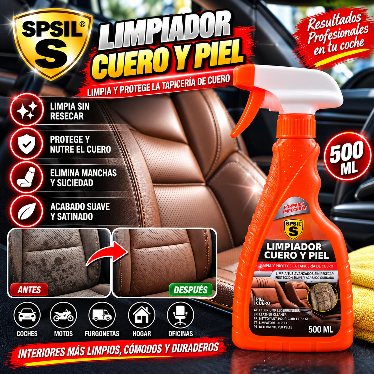 SPSIL Limpia Tapicería/ Limpiador Cuero y Piel