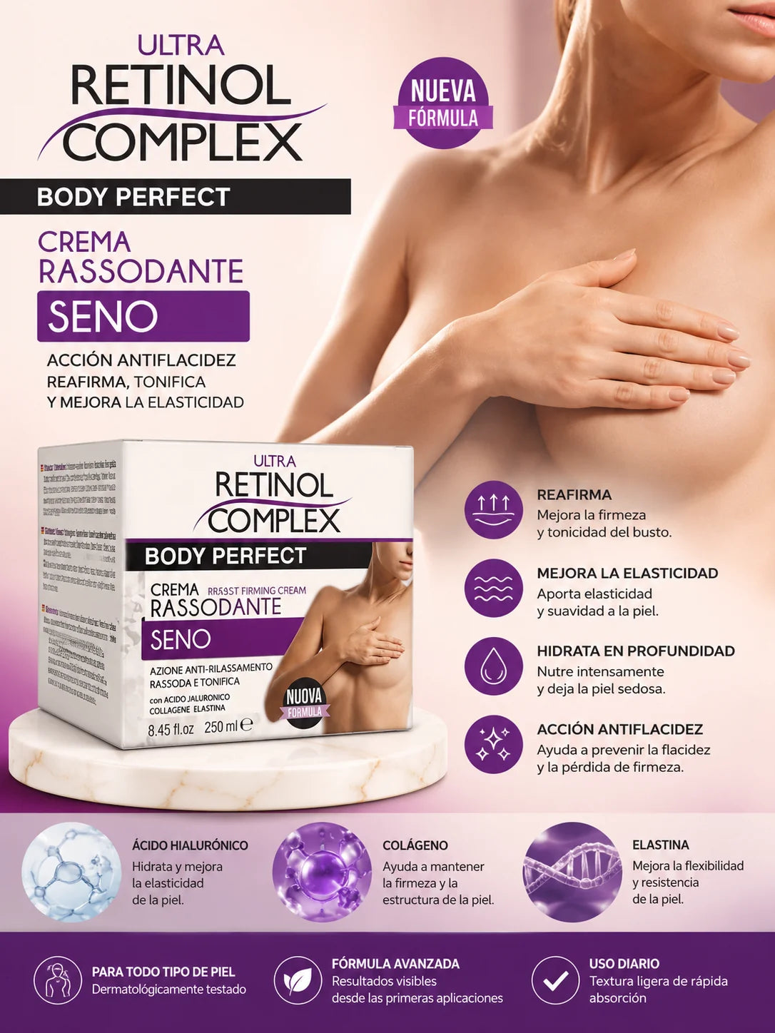 Crema reafirmante de Senos Voluminizador y Reafirmante Retinol