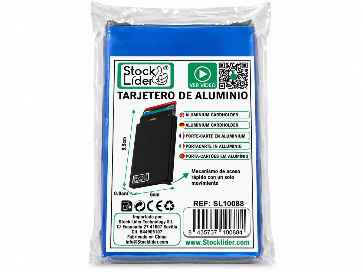 Tarjetero de Aluminio Porta Tarjetas en Aluminio con Mecanismo de Acceso Rápido