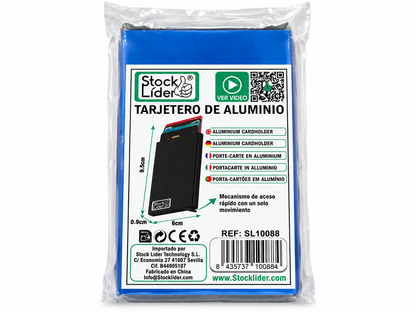 Tarjetero de Aluminio Porta Tarjetas en Aluminio con Mecanismo de Acceso Rápido