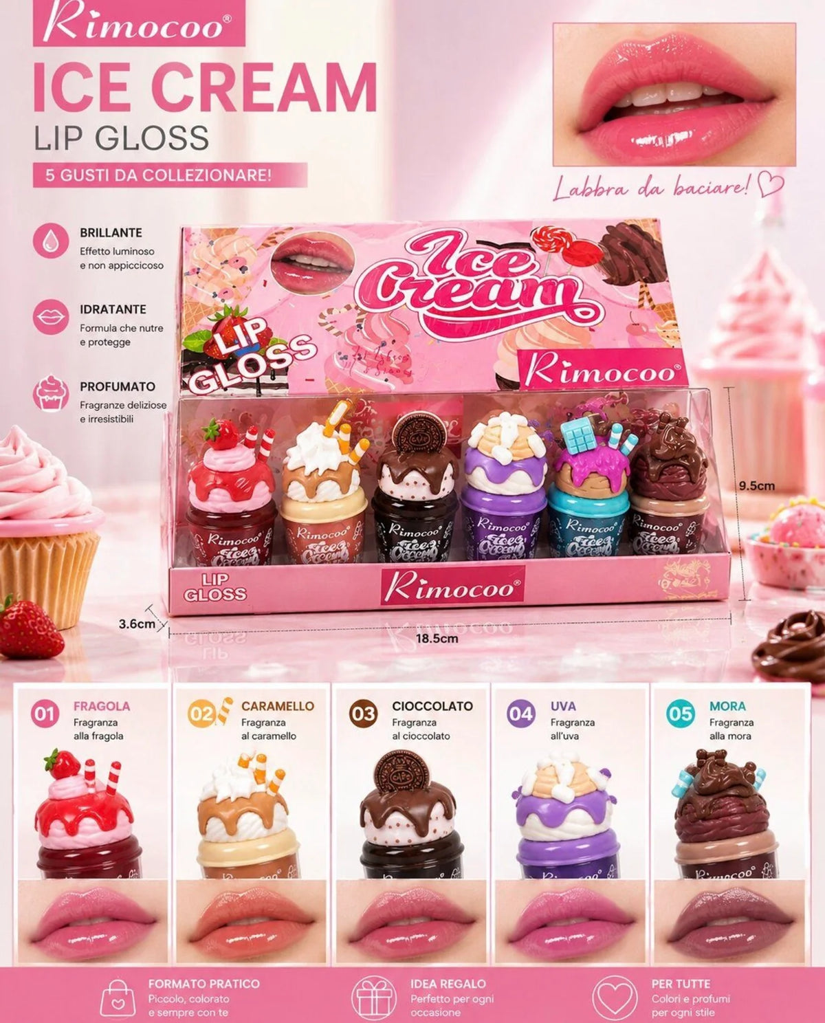 Aceite Labial Lip Gloss Cupcake Ice Cream