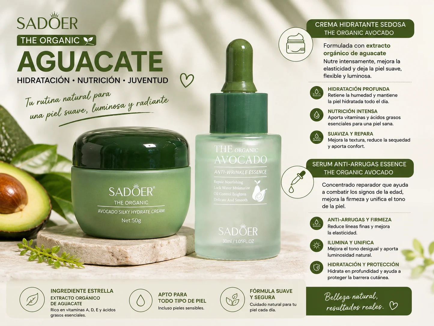 Crema Facial Nutritivo Hidratante con Aguacate 50g