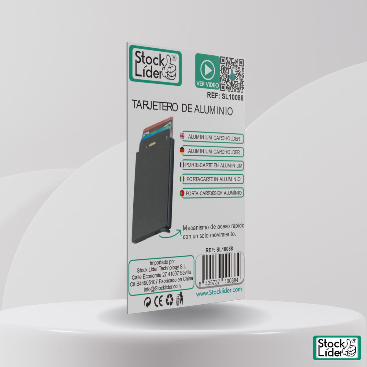 Tarjetero de Aluminio Porta Tarjetas en Aluminio con Mecanismo de Acceso Rápido