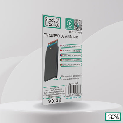 Tarjetero de Aluminio Porta Tarjetas en Aluminio con Mecanismo de Acceso Rápido