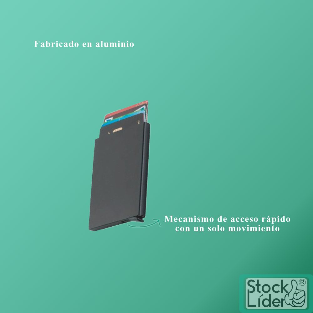 Tarjetero de Aluminio Porta Tarjetas en Aluminio con Mecanismo de Acceso Rápido