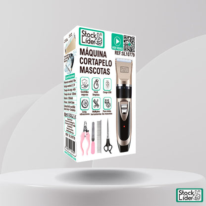Máquina Corta pelo para Mascotas con Cuchillas Interchangeables y Carga USB para Cuidado de Pelo