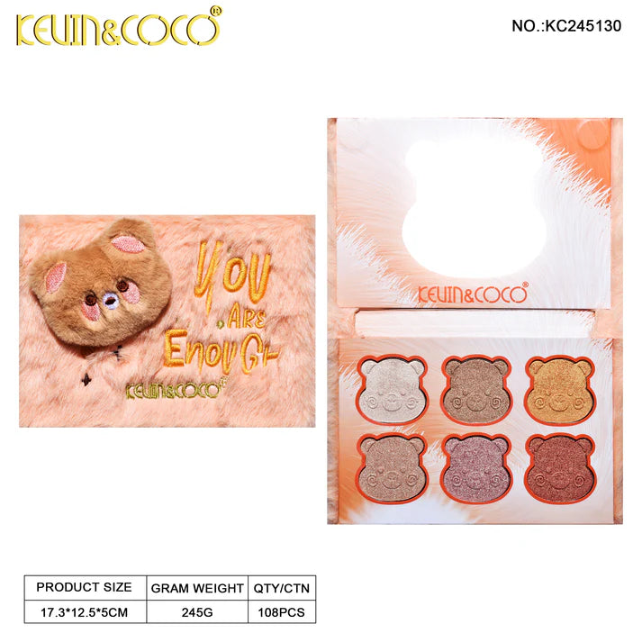 PALETA SOMBRA DE OJO + ILUMINADOR 6 COLORES