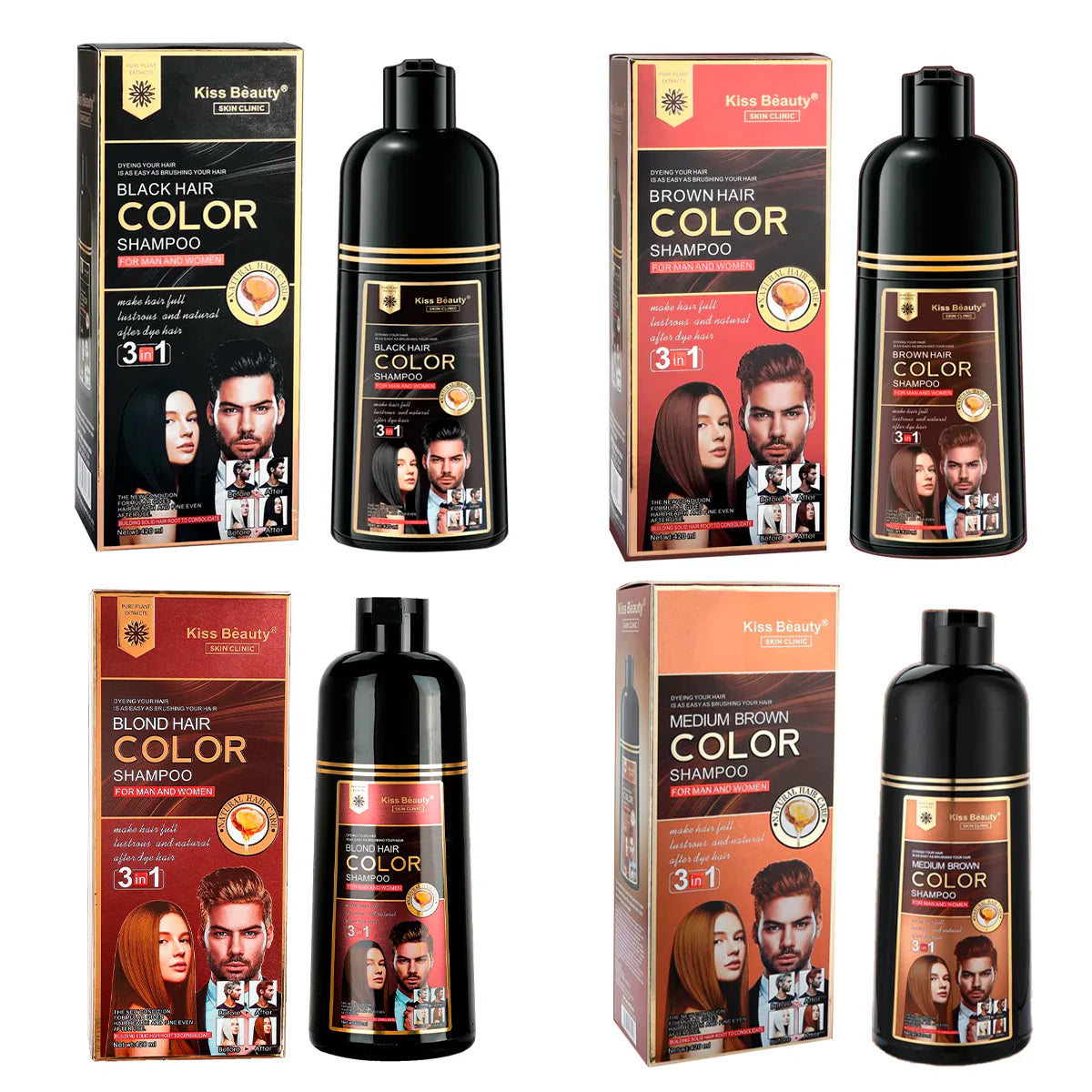 CHAMPÚ TINTE DE PELO 420ML KISS BEAUTY