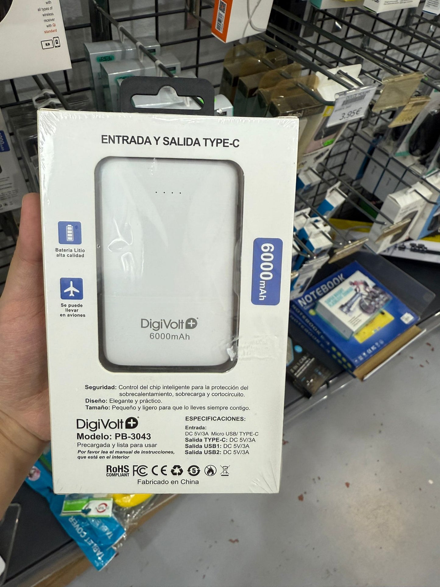 POWERBANK / CARGADOR POTÁTIL 6000MAH 3A CARGA RÁPIDA
