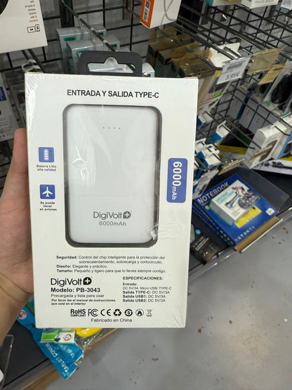 POWERBANK / CARGADOR POTÁTIL 6000MAH 3A CARGA RÁPIDA